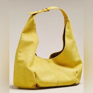Anthropologie Yellow Faux Suede Large Hobo Bag